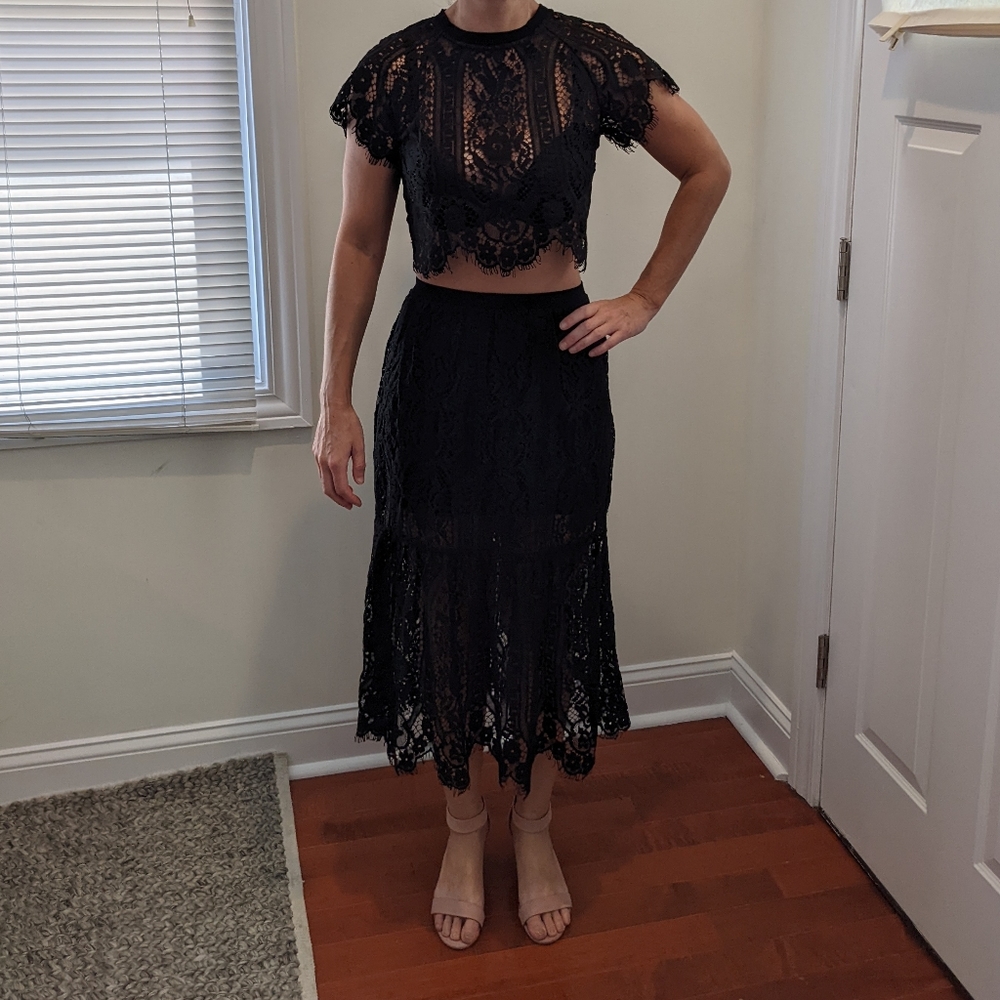 NWT Free People lace two piece dress. Size 2. Black.
